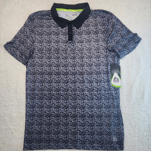 RBX Stay On Course Black/Gray Geometric Polo Men's Medium - Picture 4 of 10